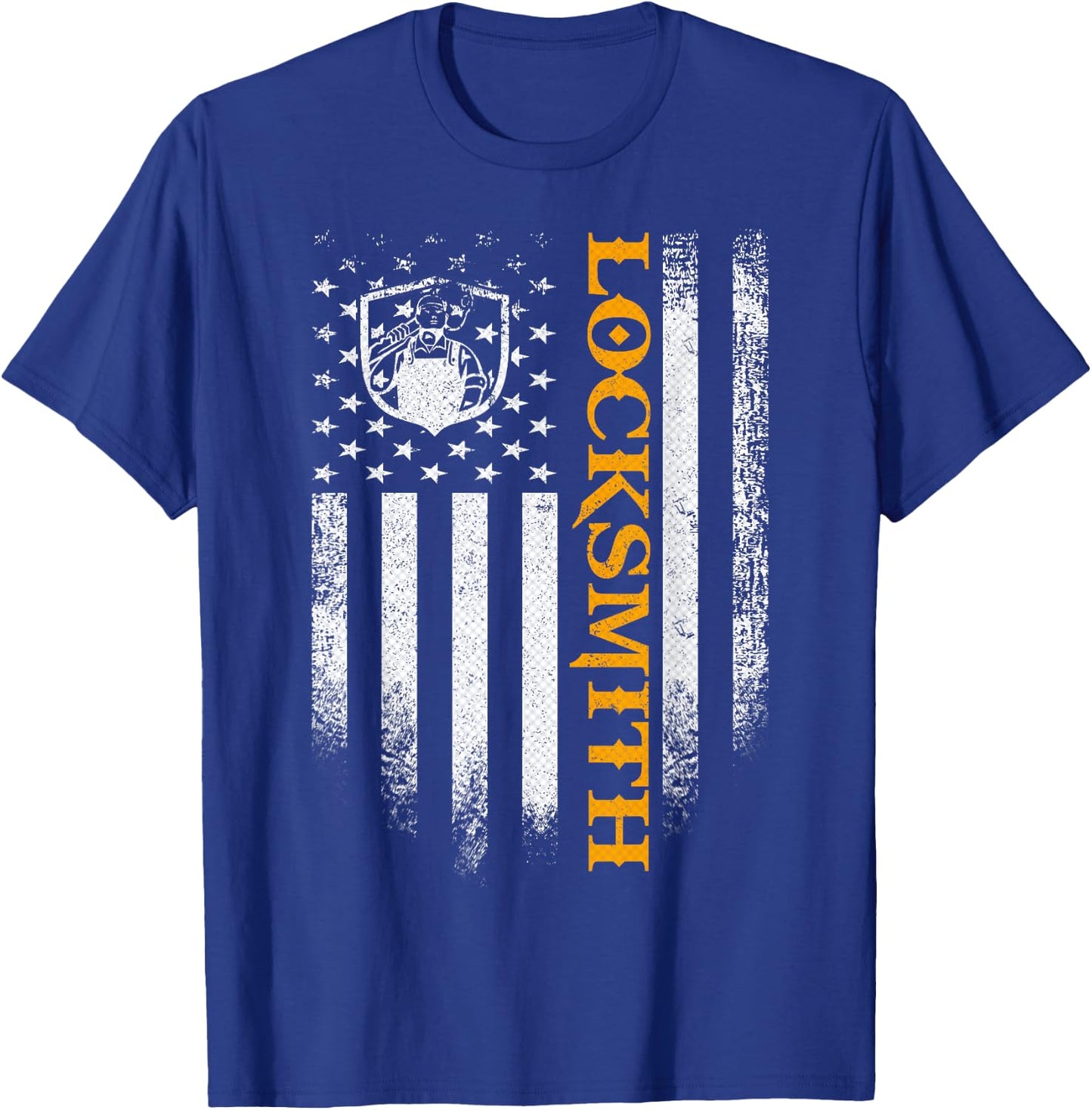 Vintage USA Locksmith American Flag Patriotic Funny Gift T-Shirt - T-Shirt | Royal