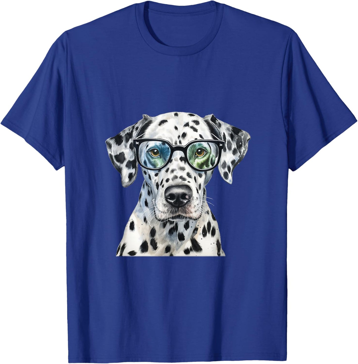 Dalmatian Watercolour Dog Wearing Glasses T-Shirt - T-Shirt | Royal