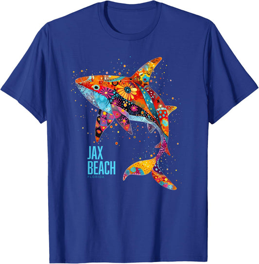 Jax Beach Florida Vacation Jacksonville FL Tribal Shark Women T-Shirt - T-Shirt | Royal