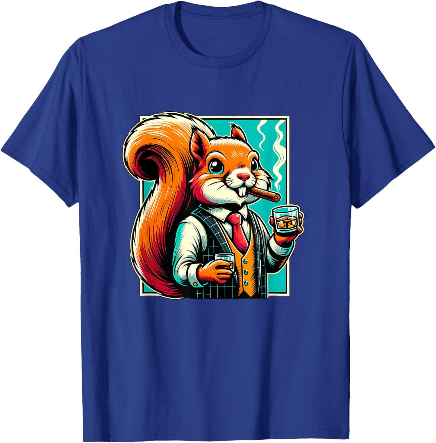 Squirrel Cigar And Whiskey T-Shirt - T-Shirt | Royal