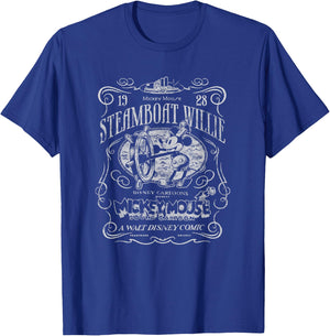 Disney 100 Mickey Mouse Steamboat Willie Poster Homage D100 T-Shirt - T-Shirt | Royal