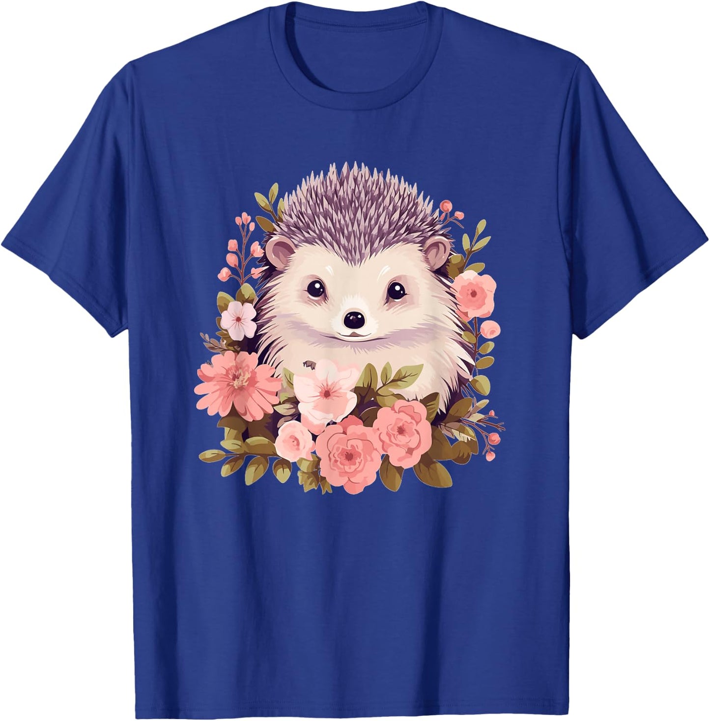 Cute Hedgehog with Flowers I Hedgehog T-Shirt - T-Shirt | Royal