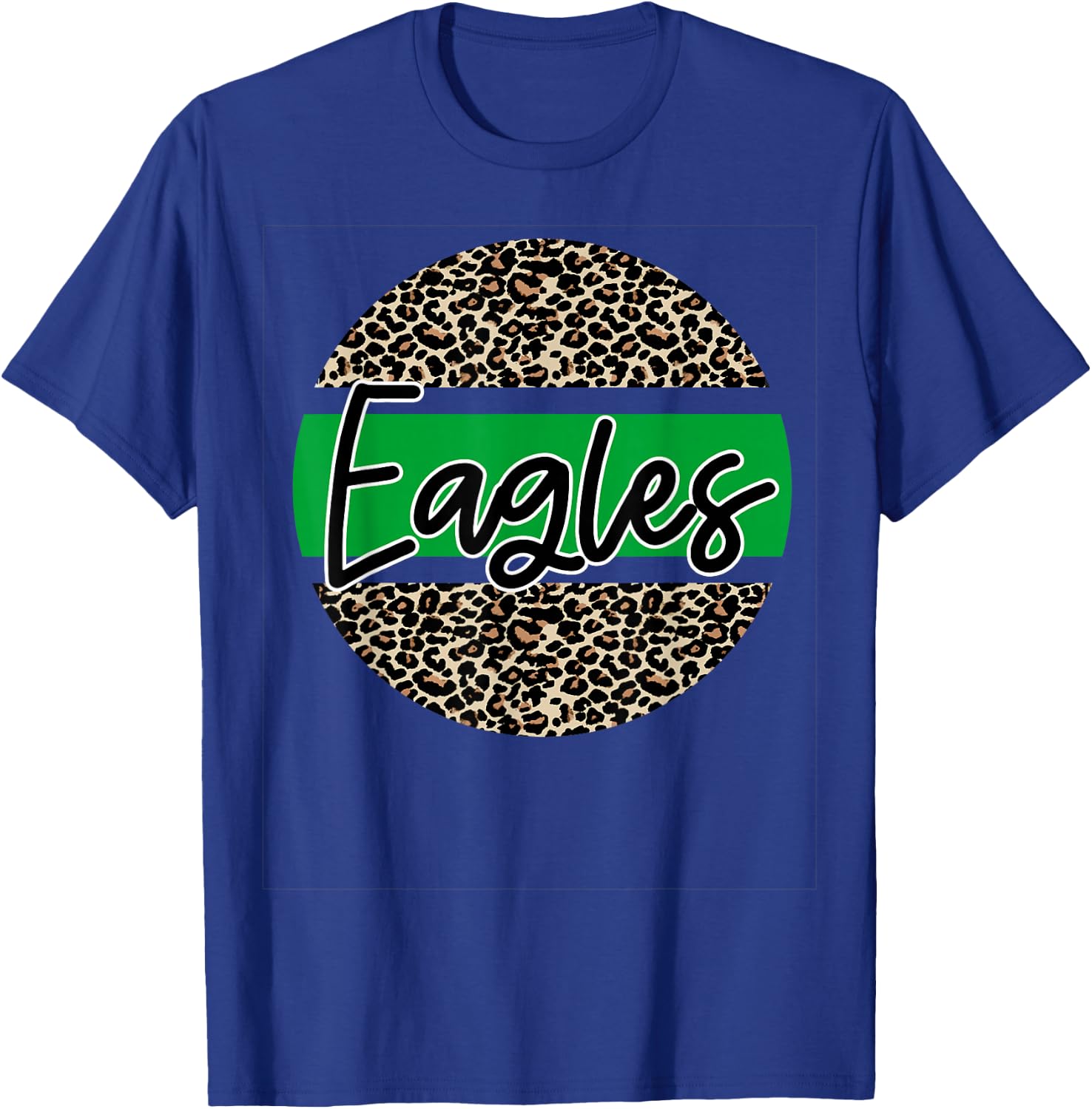 Eagles School Spirit Leopard Print Green T-Shirt - T-Shirt | Royal