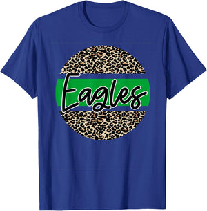 Eagles School Spirit Leopard Print Green T-Shirt - T-Shirt | Royal