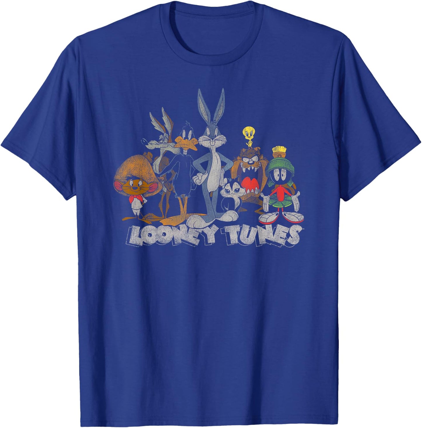 Looney Tunes Group Shot Distressed Line Up T-Shirt - T-Shirt | Royal