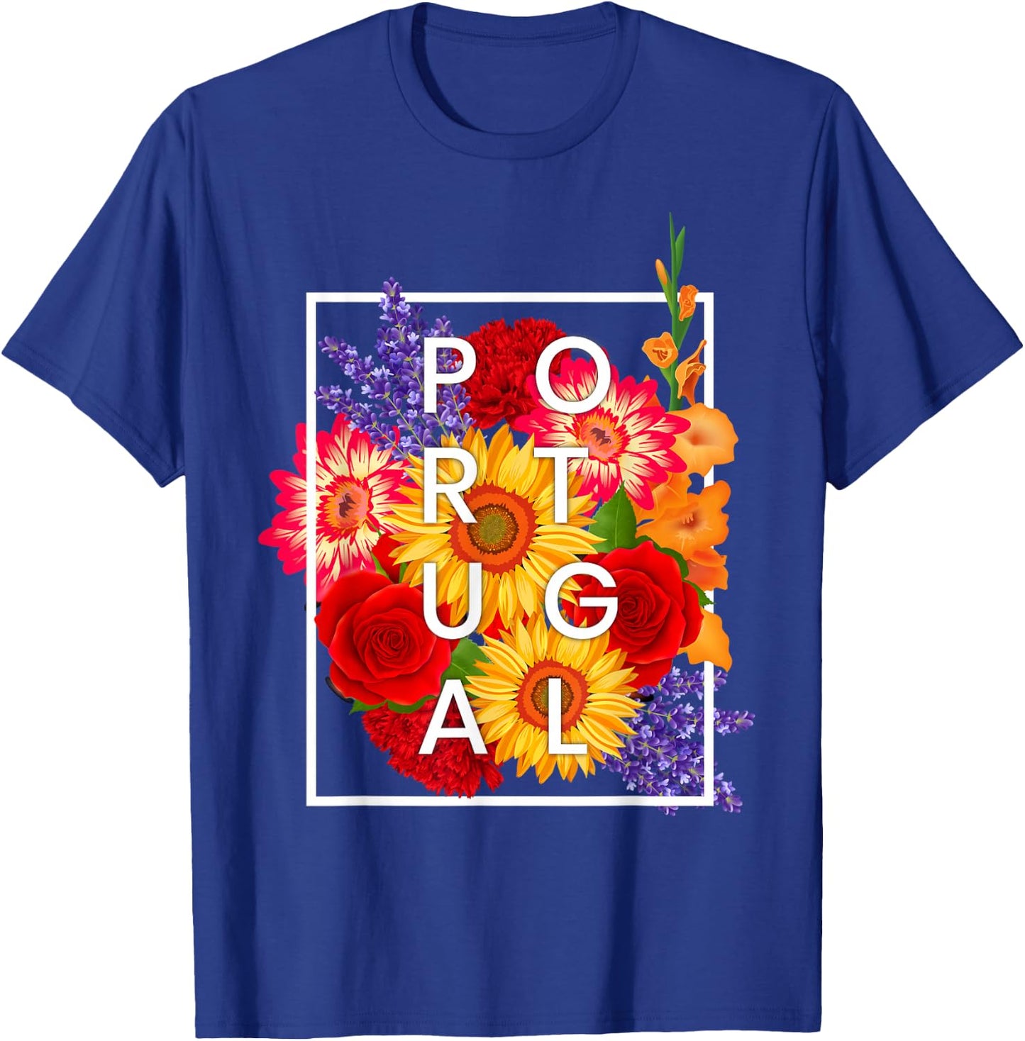 Flowers of Portugal Word Art - Portuguese Pride T-Shirt - T-Shirt | Royal
