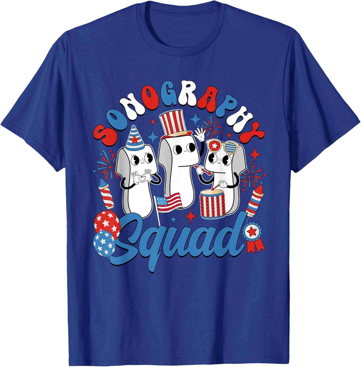 Sonography Squad Independence Day Ultrasound Tech T-Shirt - T-Shirt | Royal