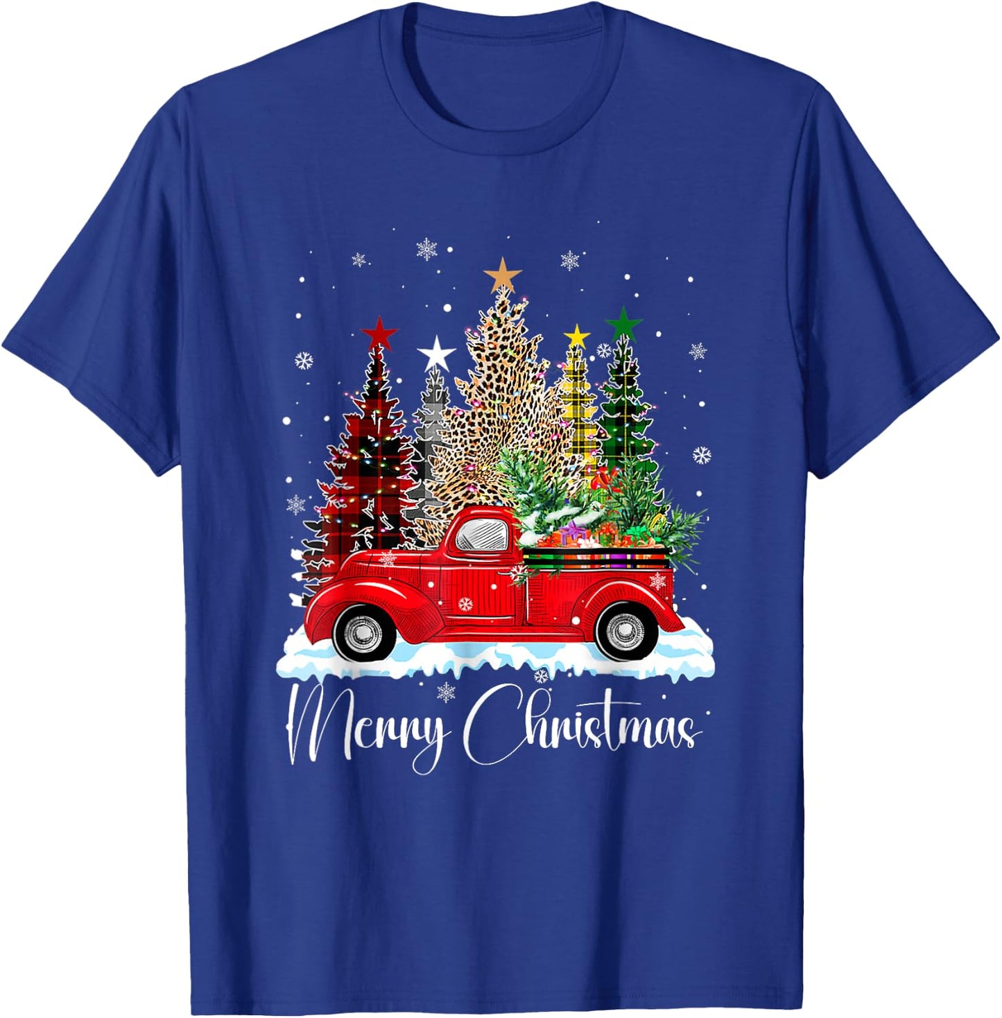 Vintage Merry Christmas Red Truck Old Fashioned Christmas T-Shirt - T-Shirt | Royal