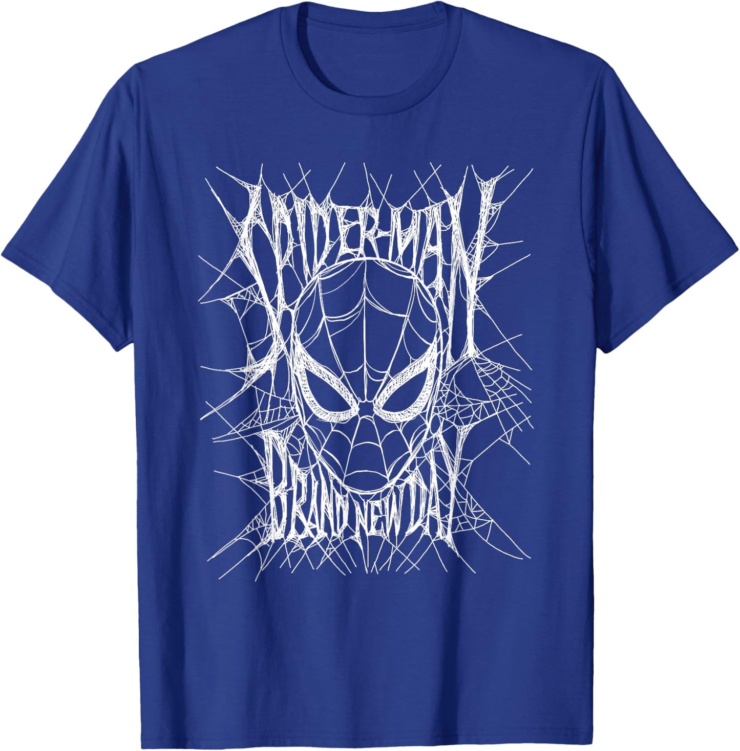 Marvel Studios Spider-Man: BND Movie 2026 Web Mask & Title T-Shirt - T-Shirt | Royal