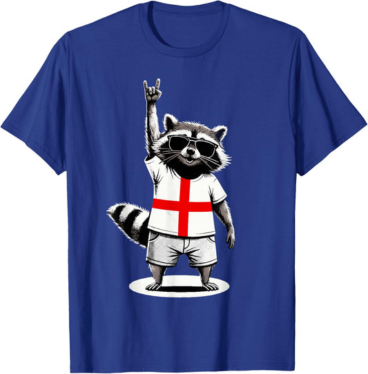 English Flag Raccoon Funny England T-Shirt - T-Shirt | Royal