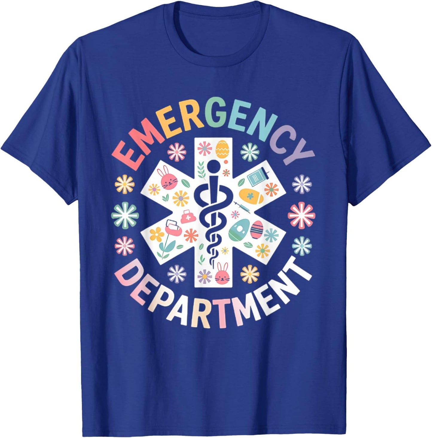 Emergency Nurse Easter Emergency Department ER Nurses Bunny T-Shirt - T-Shirt | Royal