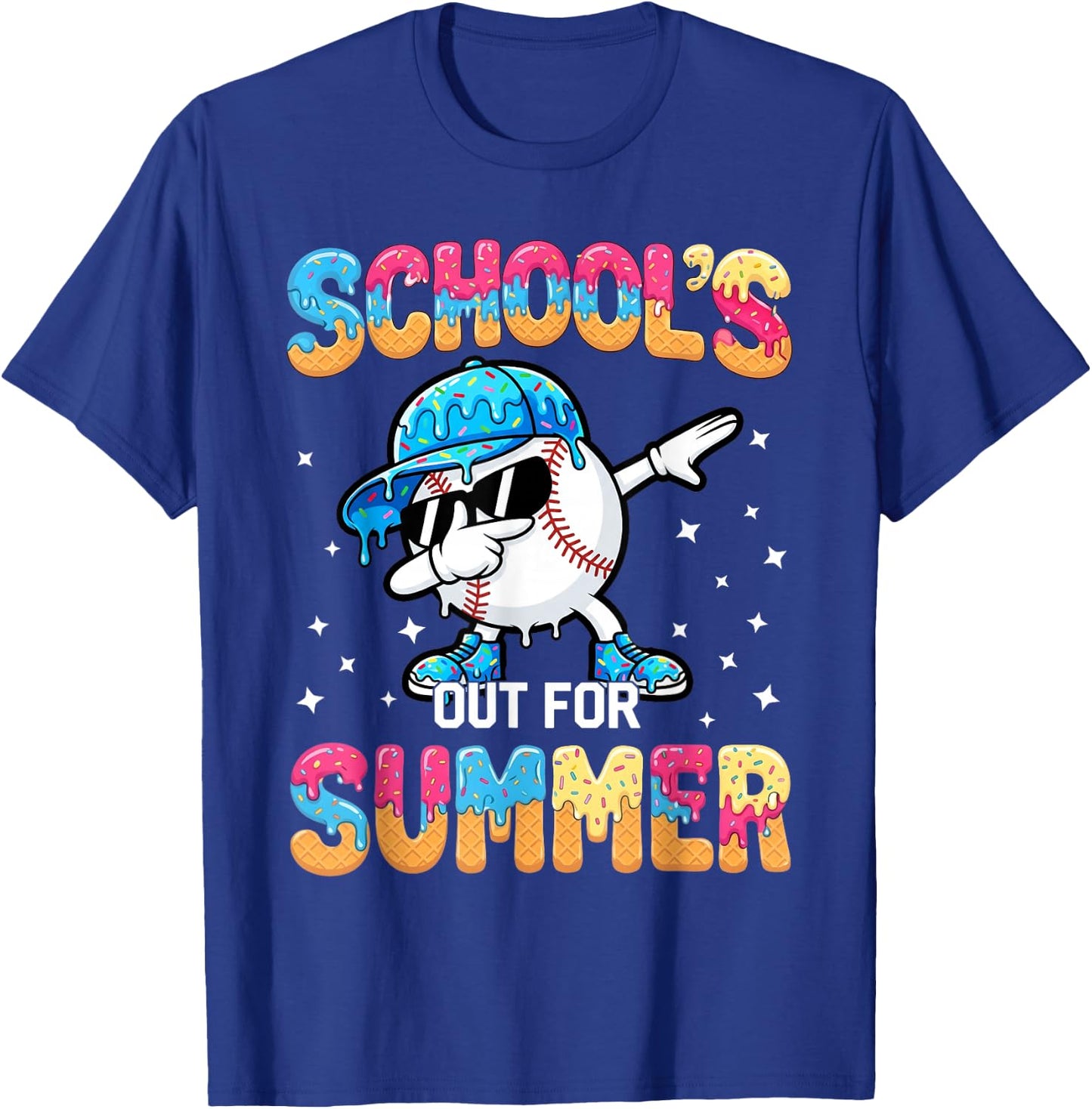 School's Out for Summer Baseball Drip Graduation Last Day T-Shirt - T-Shirt | Royal