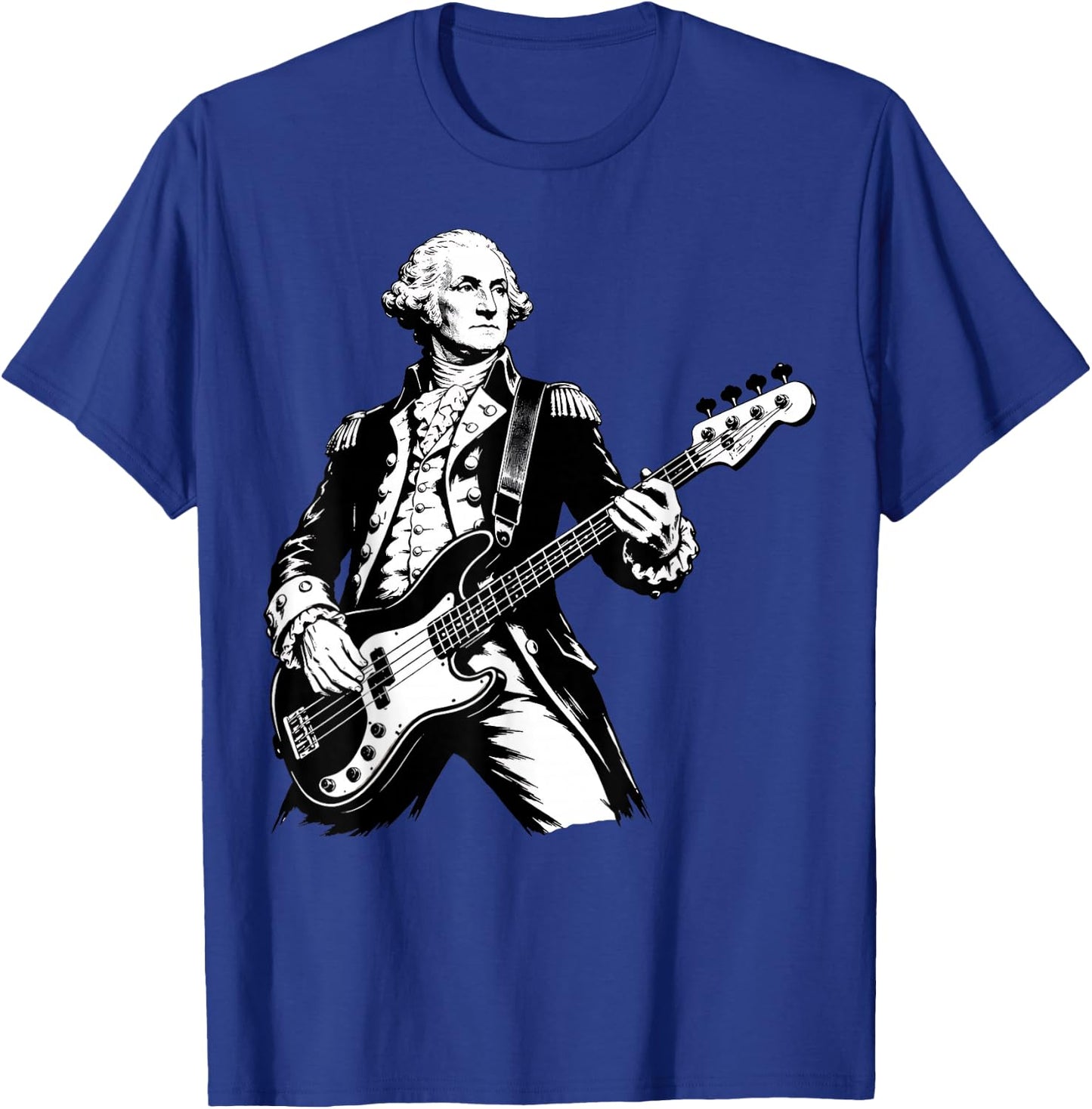 George Washington Playing Bass Guitar, 250 Years 4th of July T-Shirt - T-Shirt | Royal