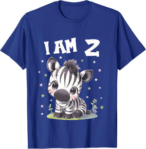Kids 2 Years old 2 birthday Zebras Boy Girl Zebra T-Shirt - T-Shirt | Royal