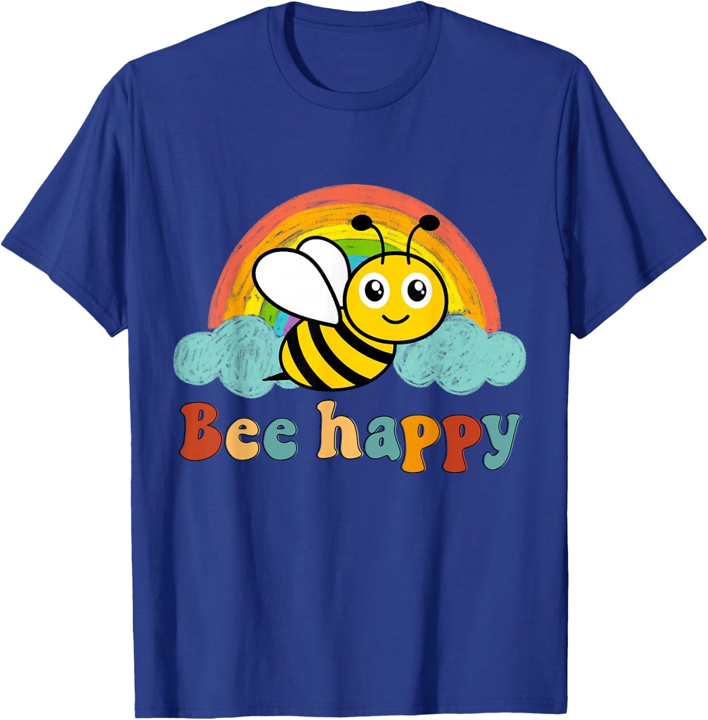 Bee Happy Funny Motif with Cute Bee Queen , black, s T-Shirt - T-Shirt | Royal