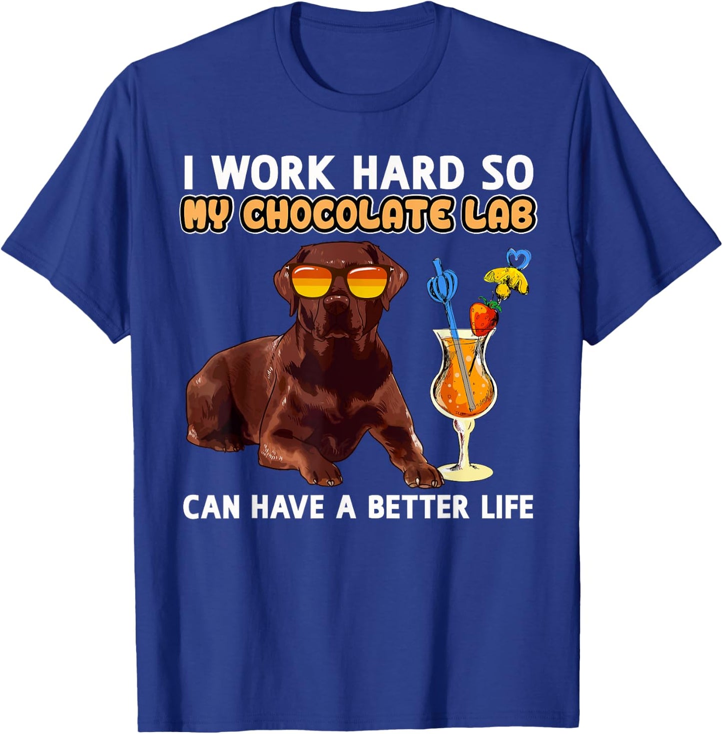 Chocolate Labrador Dog Designs -Adults Chocolate Lab Lovers - Black, Small - Short Sleeve, Classic Fit - Cotton 65%, Polyester 35% - Funny Chocolate Lab Design T-Shirt - T-Shirt | Royal