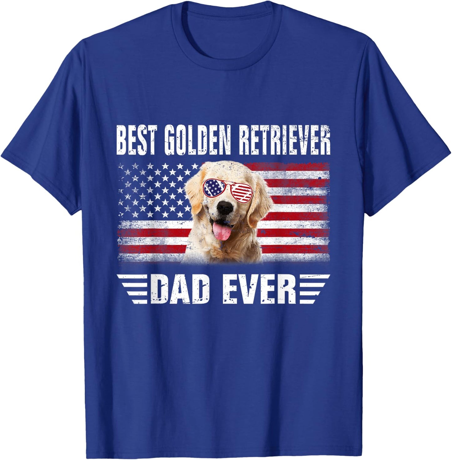 American Flag Best Golden Retriever Dad Ever Dog Dad Men Women Kids T-Shirt - T-Shirt | Royal