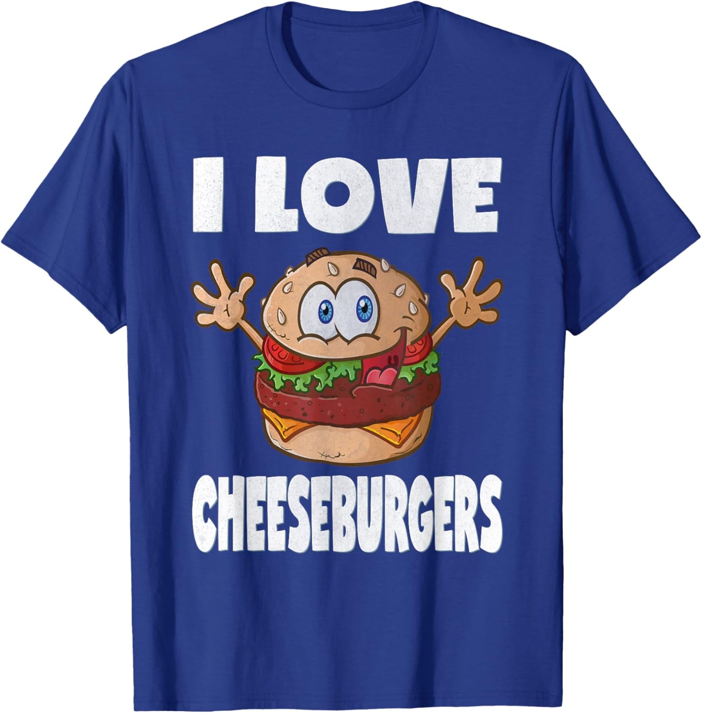 I Love Cheeseburgers Funny Cute Vintage Cheeseburger T-Shirt - T-Shirt | Royal