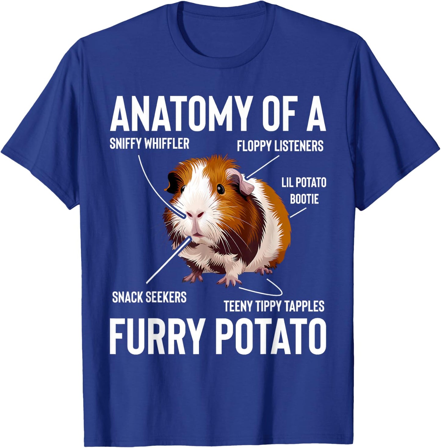 Guinea Pig Anatomy Of Furry Potato Funny Cavy Men Women Kids T-Shirt - T-Shirt | Royal