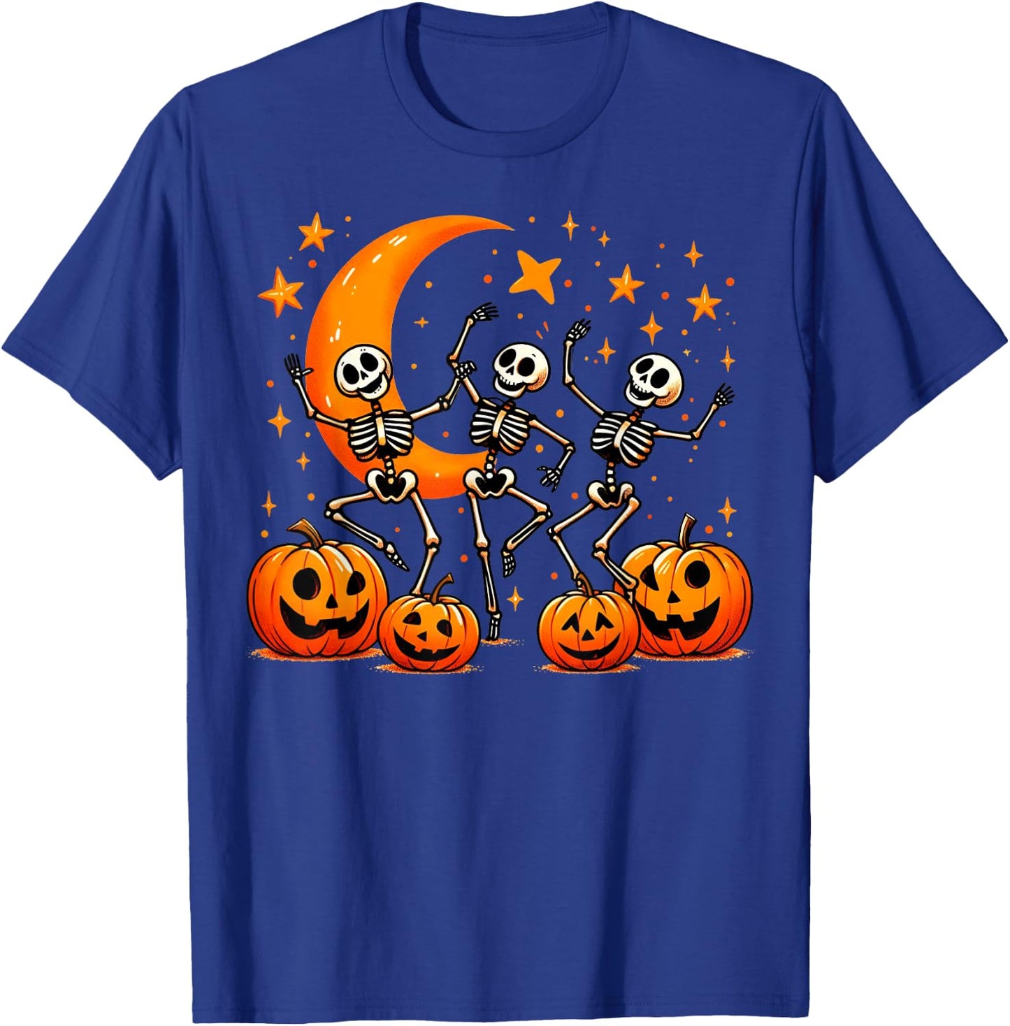 Happy Dancing Skeleton Halloween Pumpkin Women's T-Shirt - T-Shirt | Royal