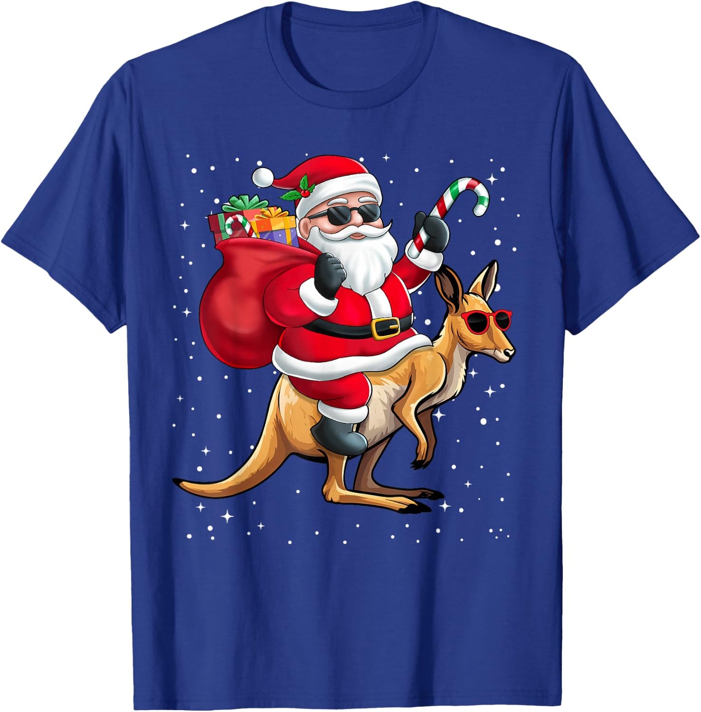 Santa Claus Riding A Kangaroo Christmas Boy Girl Kids T-Shirt - T-Shirt | Royal