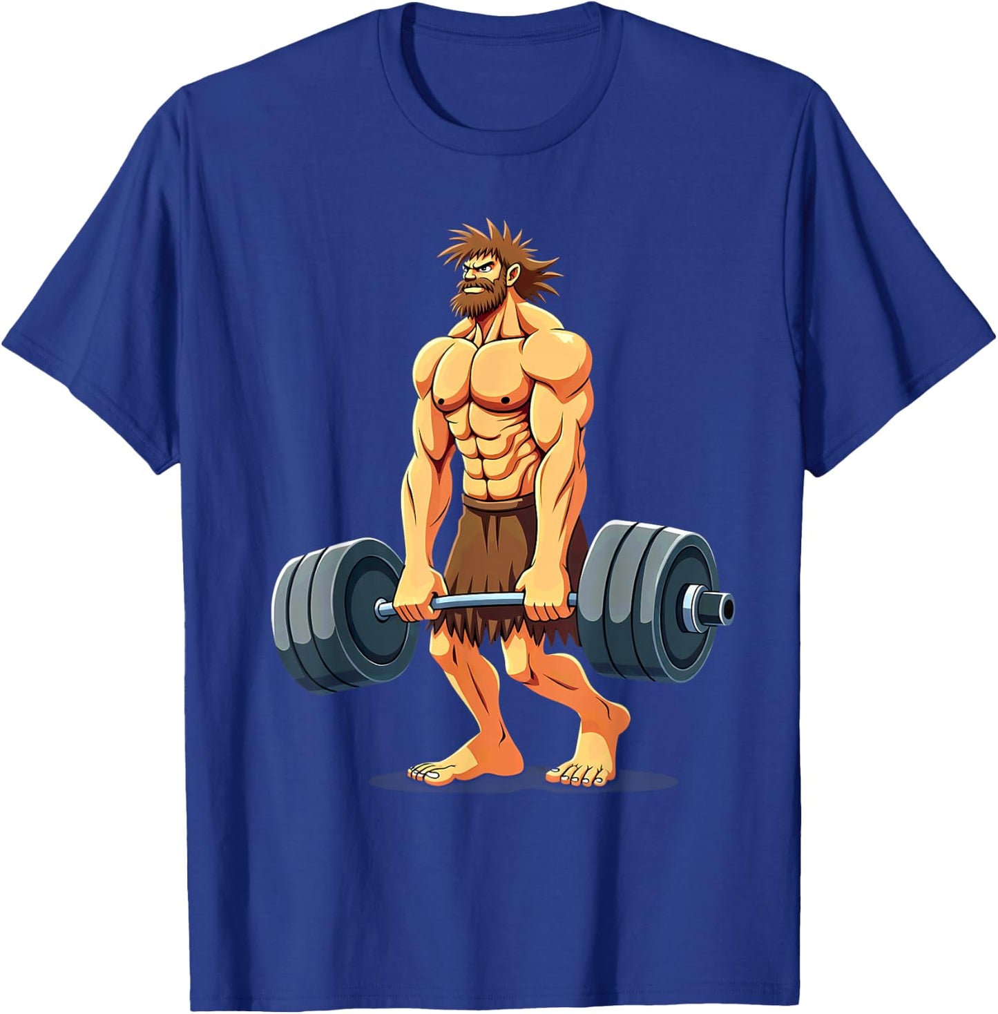Workout Gym Caveman Deadlift Weightlifting T-Shirt - T-Shirt | Royal