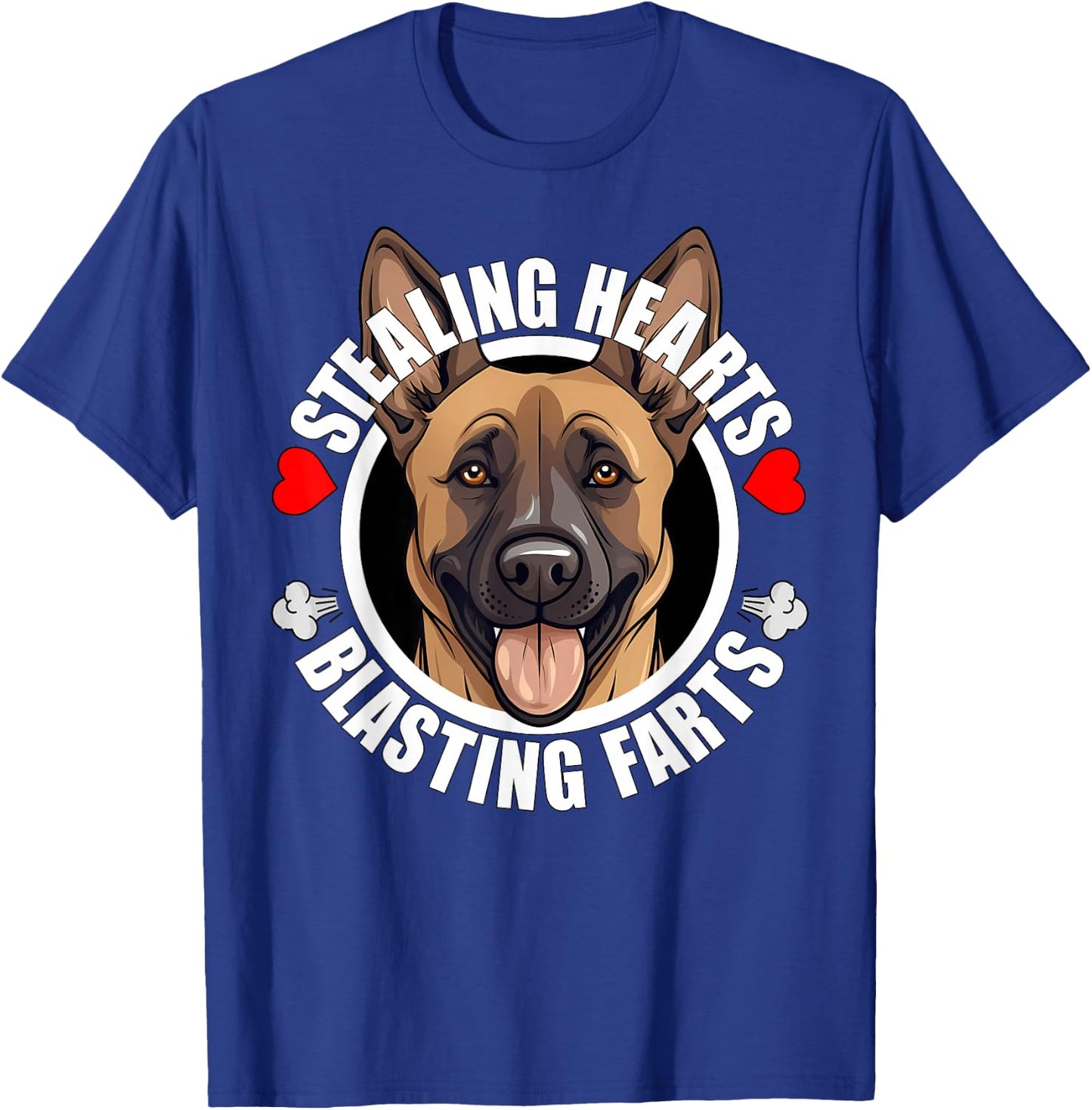 Funny Belgian Malinois Stealing Hearts Blasting Farts Dog T-Shirt - T-Shirt | Royal