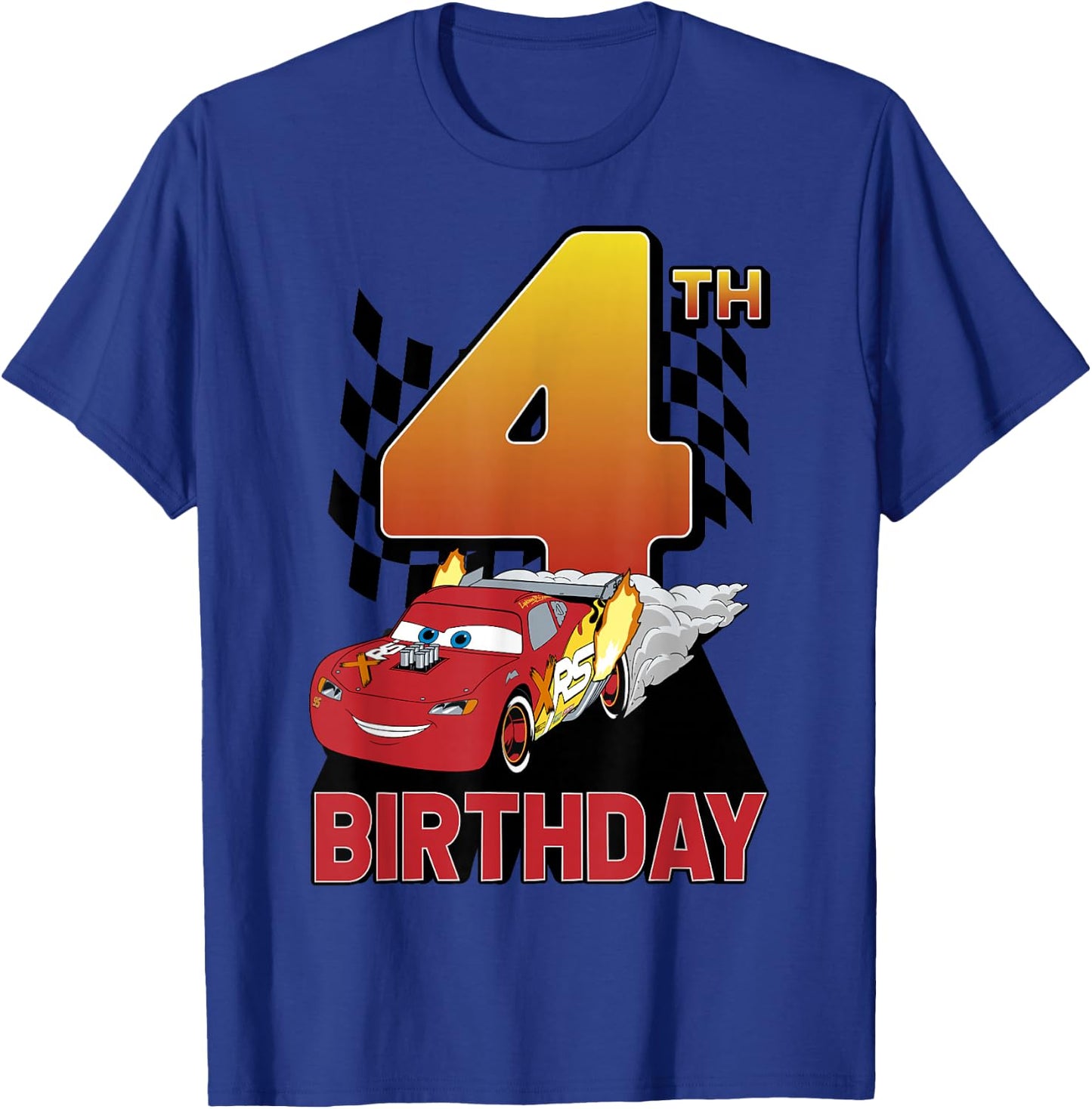 Disney Pixar Cars Lightning McQueen's Fourth Birthday T-Shirt - T-Shirt | Royal