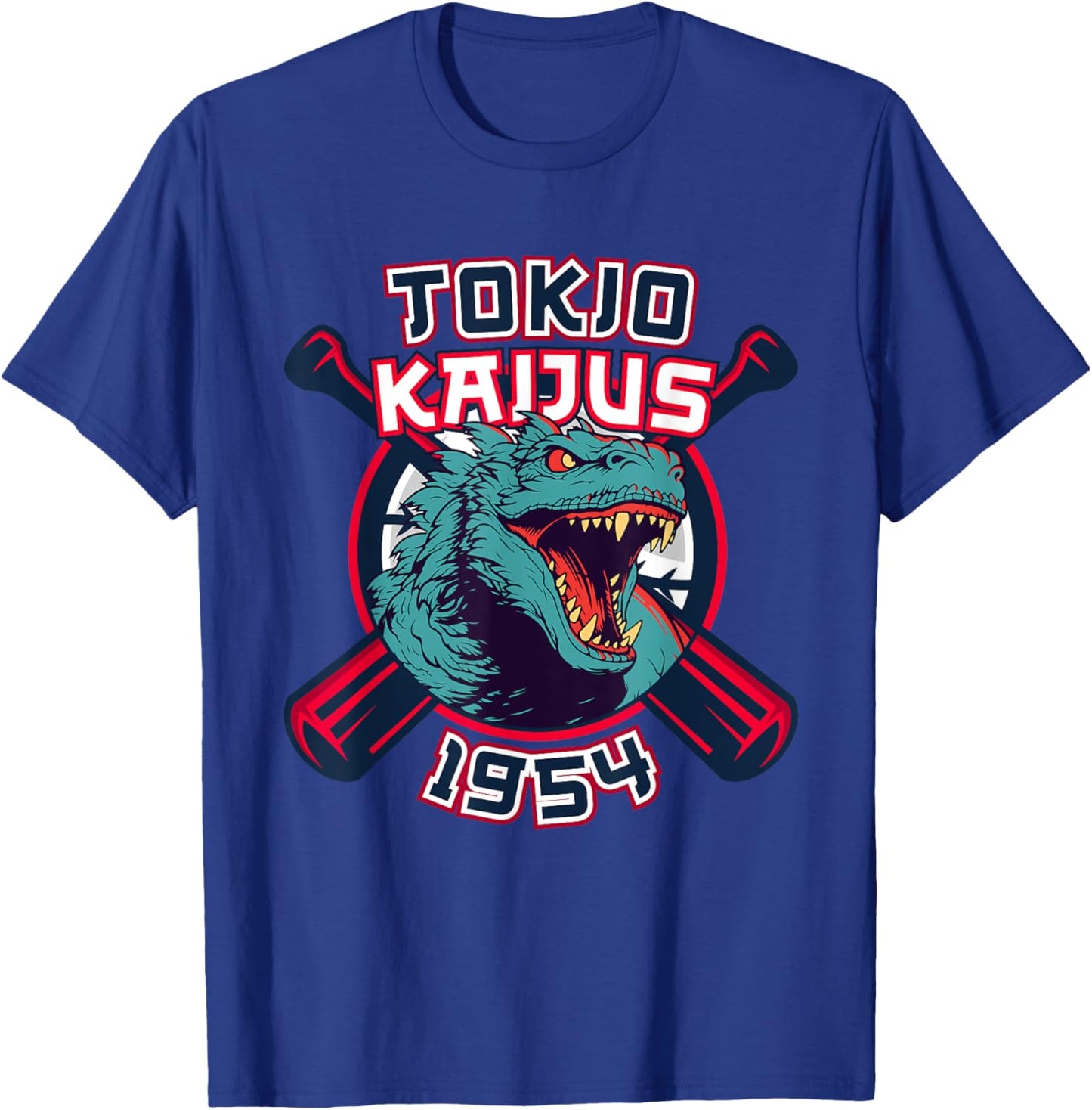 Retro 1954 Baseball Japanese Team Kaijus Fan T-Shirt - T-Shirt | Royal