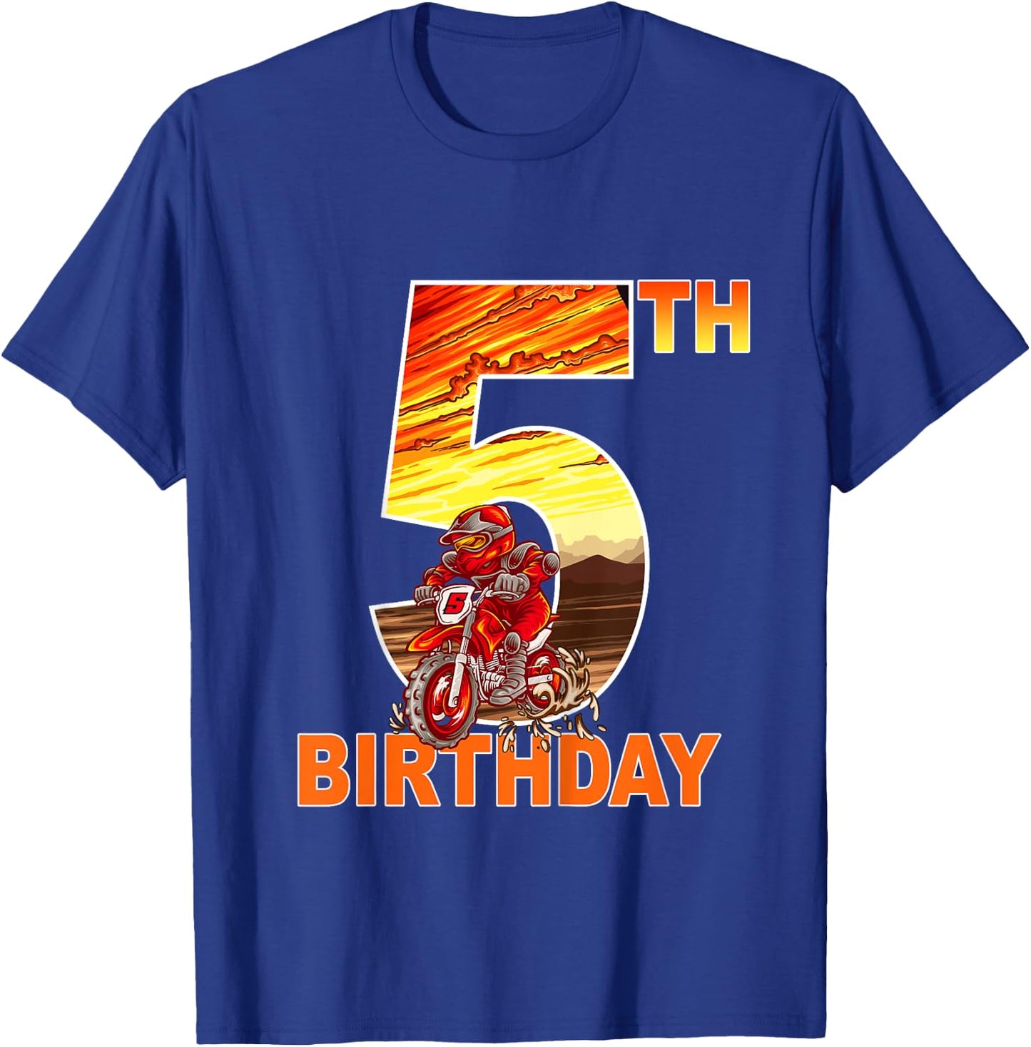 5 Year Old Dirt Bike Birthday Party Motocross MX 5th T-Shirt - T-Shirt | Royal