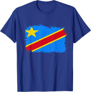 Republic Of Congo DRC Vintage Congolese Roots Congo Flag T-Shirt - T-Shirt | Royal