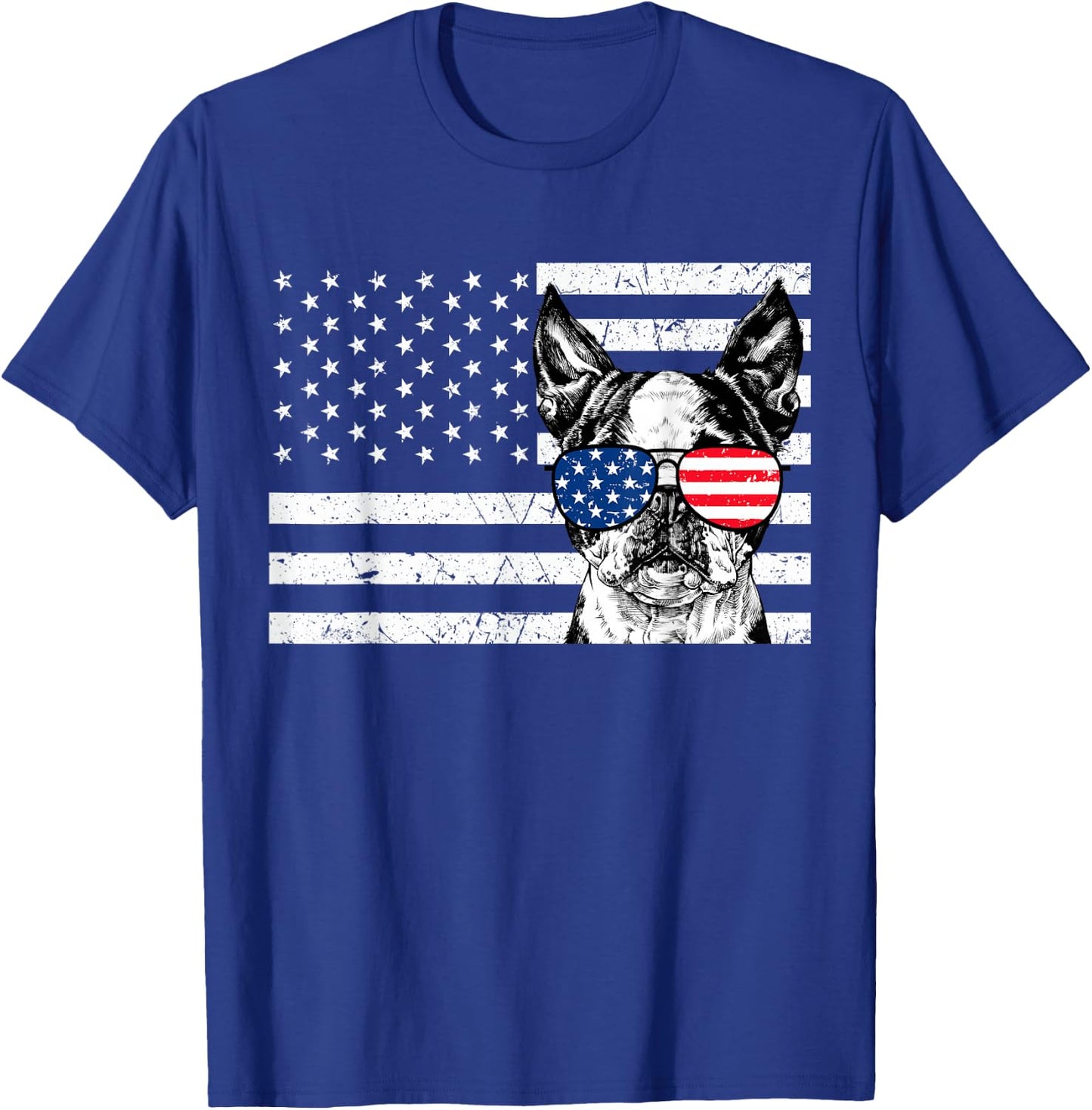 Boston Terrier Dog 4th of July US American Flag Patriotic T-Shirt - T-Shirt | Royal