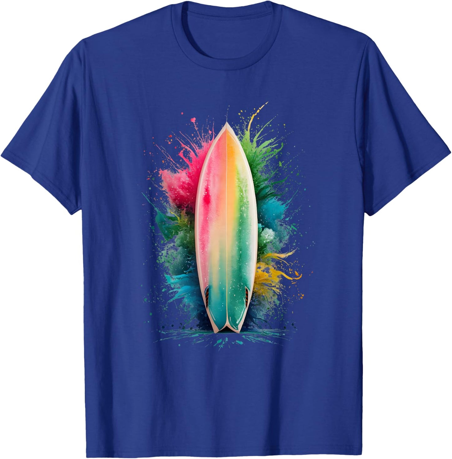 Surfer Herren Damen Bunt Aquarell Surfen T-Shirt - T-Shirt | Royal