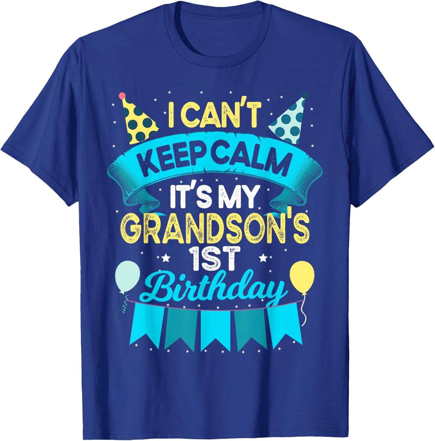1 Years Old Grandson Gift It's My Grandson 1st Birthday T-Shirt - T-Shirt | Royal