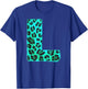 Letter L Cheetah Leopard Print Blue Initial Zebra Matching T-Shirt - T-Shirt | Royal