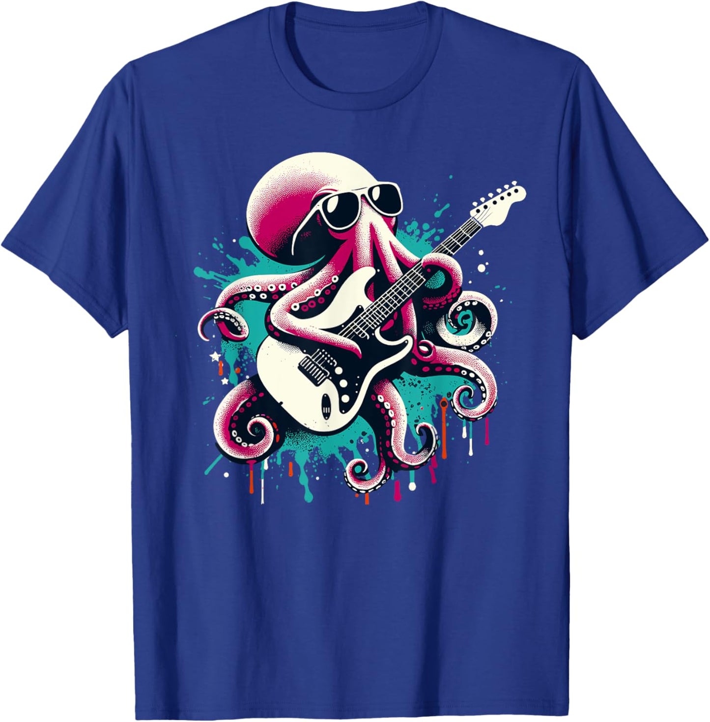Guitar Octopus Novelty Rock Music Band Concert Funny Guitar , black T-Shirt - T-Shirt | Royal