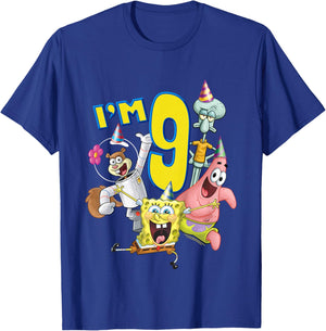 SpongeBob SquarePants 9th Birthday Today I'm 9 Kids , gray T-Shirt - T-Shirt | Royal
