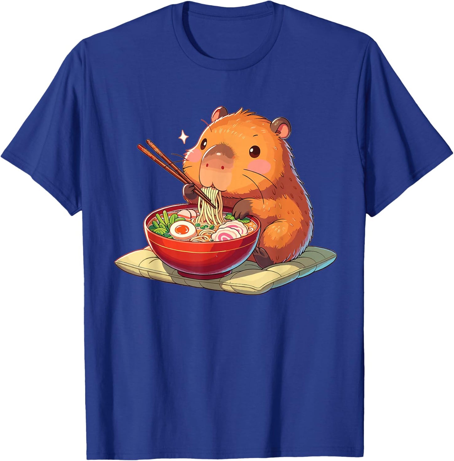 Cute Capybara Eats Ramen Noodles Capybaras Ramen , black T-Shirt - T-Shirt | Royal