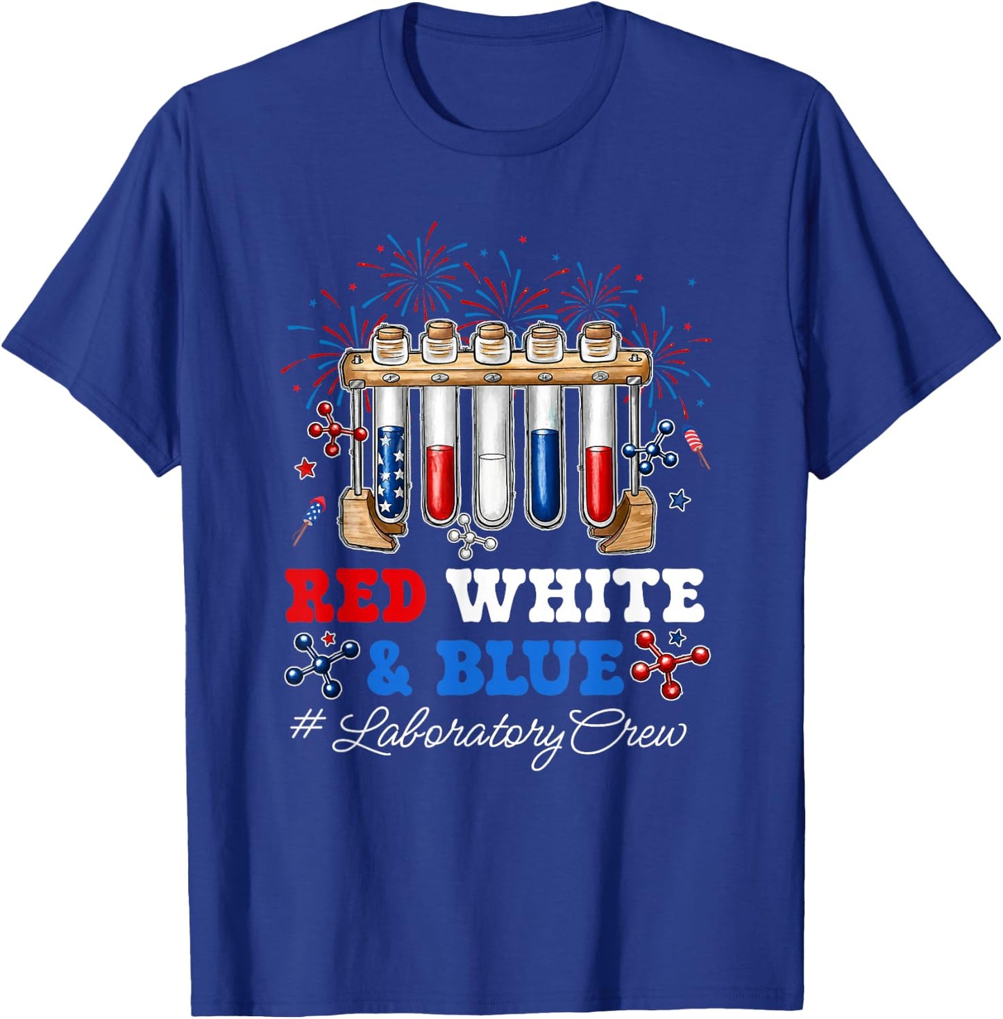 Red White and Blue Laboratory Crew Shirt Patriotic Lab Squad T-Shirt - T-Shirt | Royal