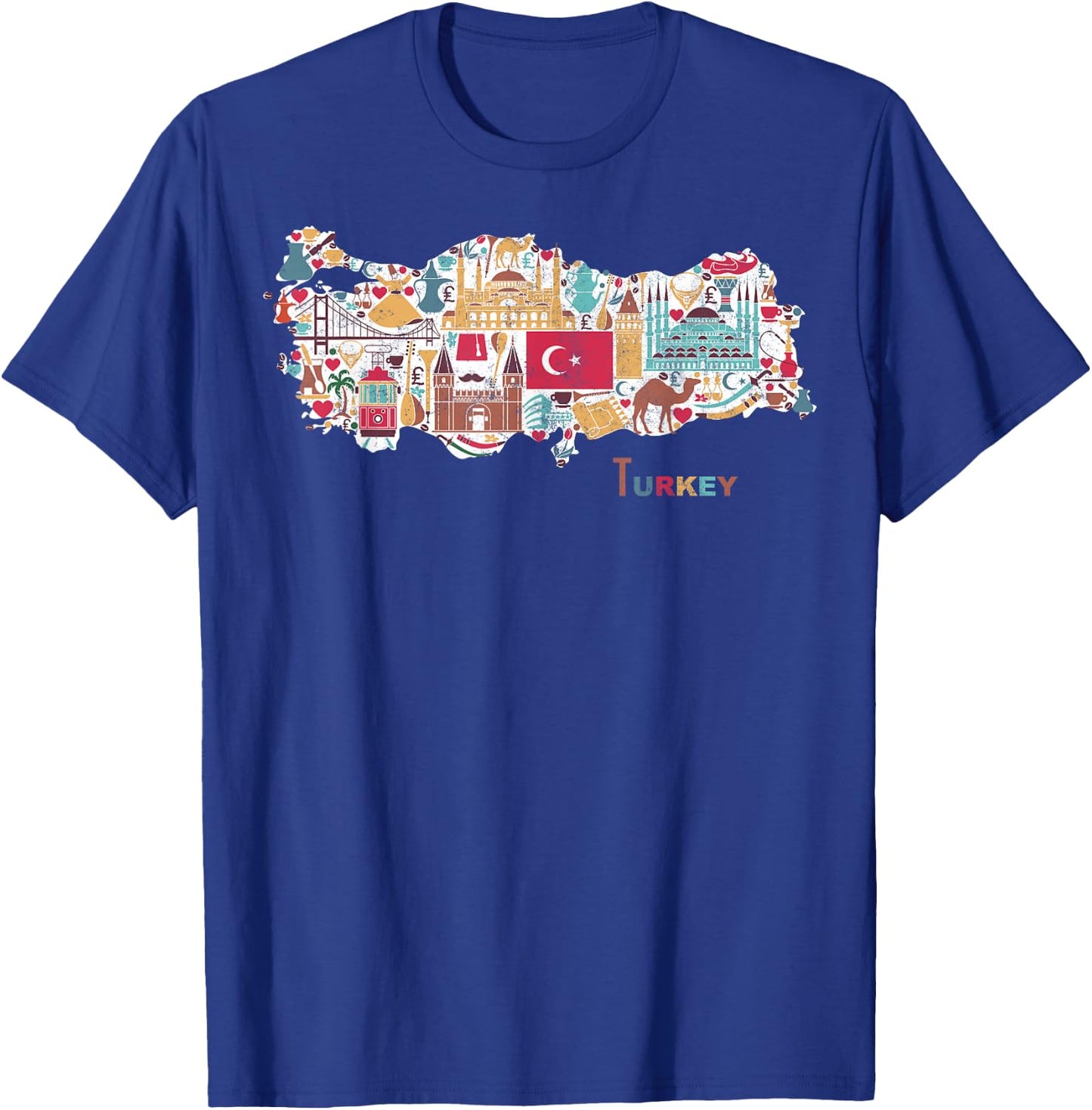 Travel Europe Asia Istanbul Turkey Map Turkish Vacation T-Shirt - T-Shirt | Royal