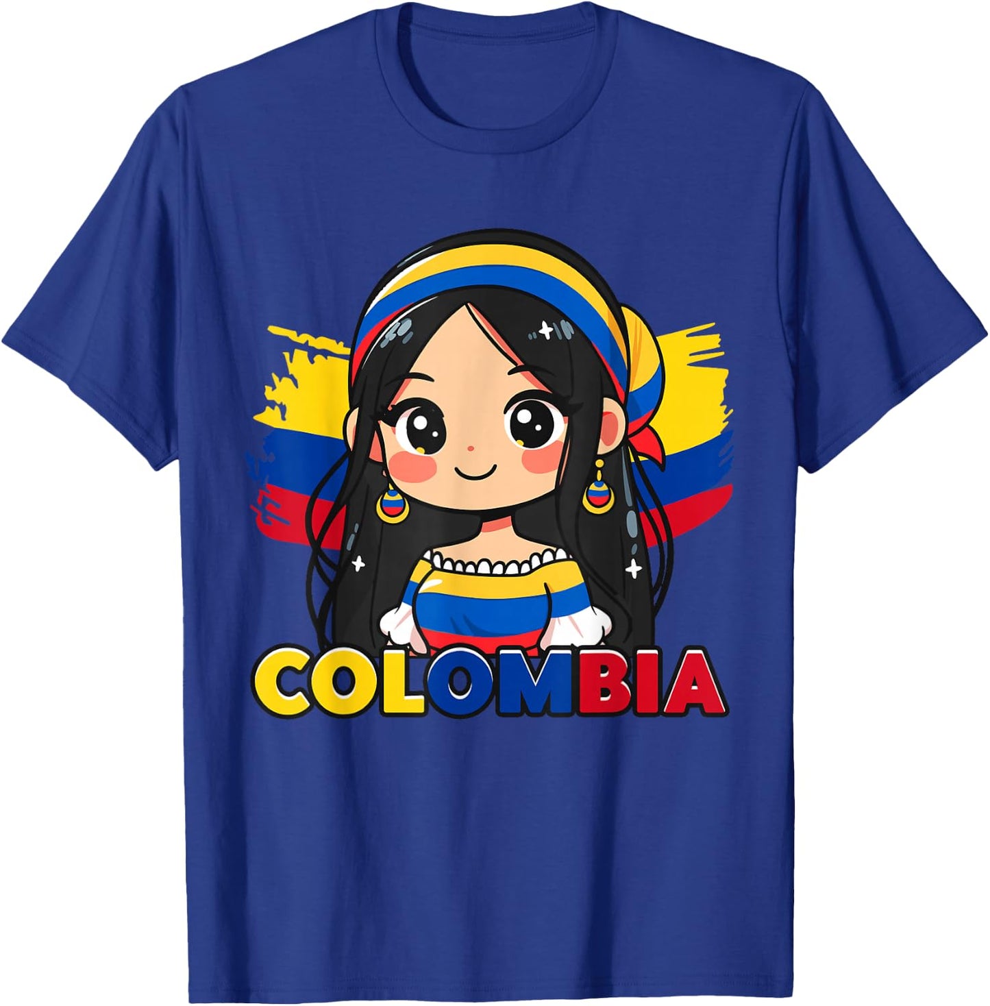 Colombian Girl Cute Colombia Flag T-Shirt - T-Shirt | Royal