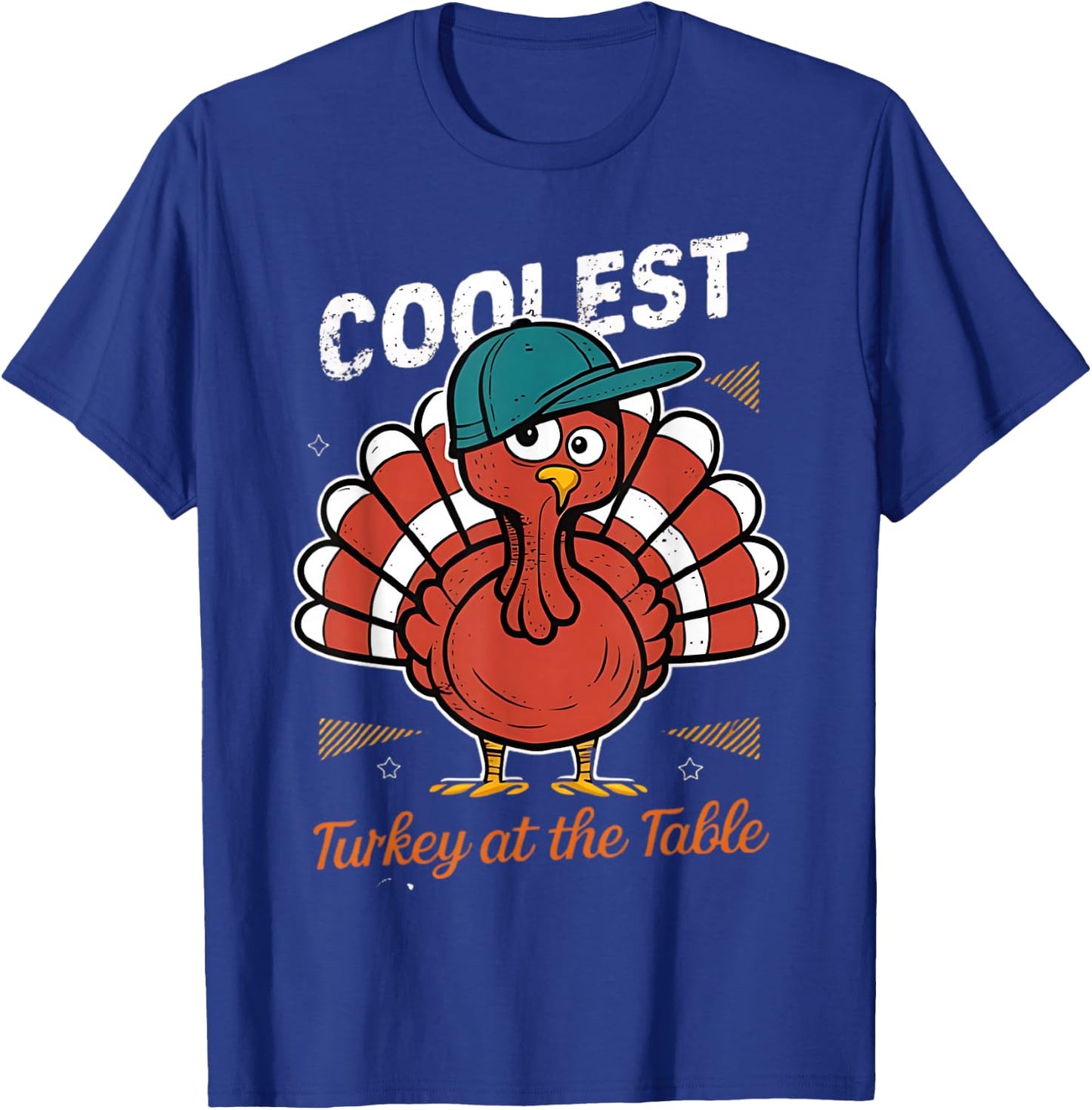 Thanksgiving Coolest Turkey At Table Boys Kids Toddler Youth T-Shirt - T-Shirt | Royal
