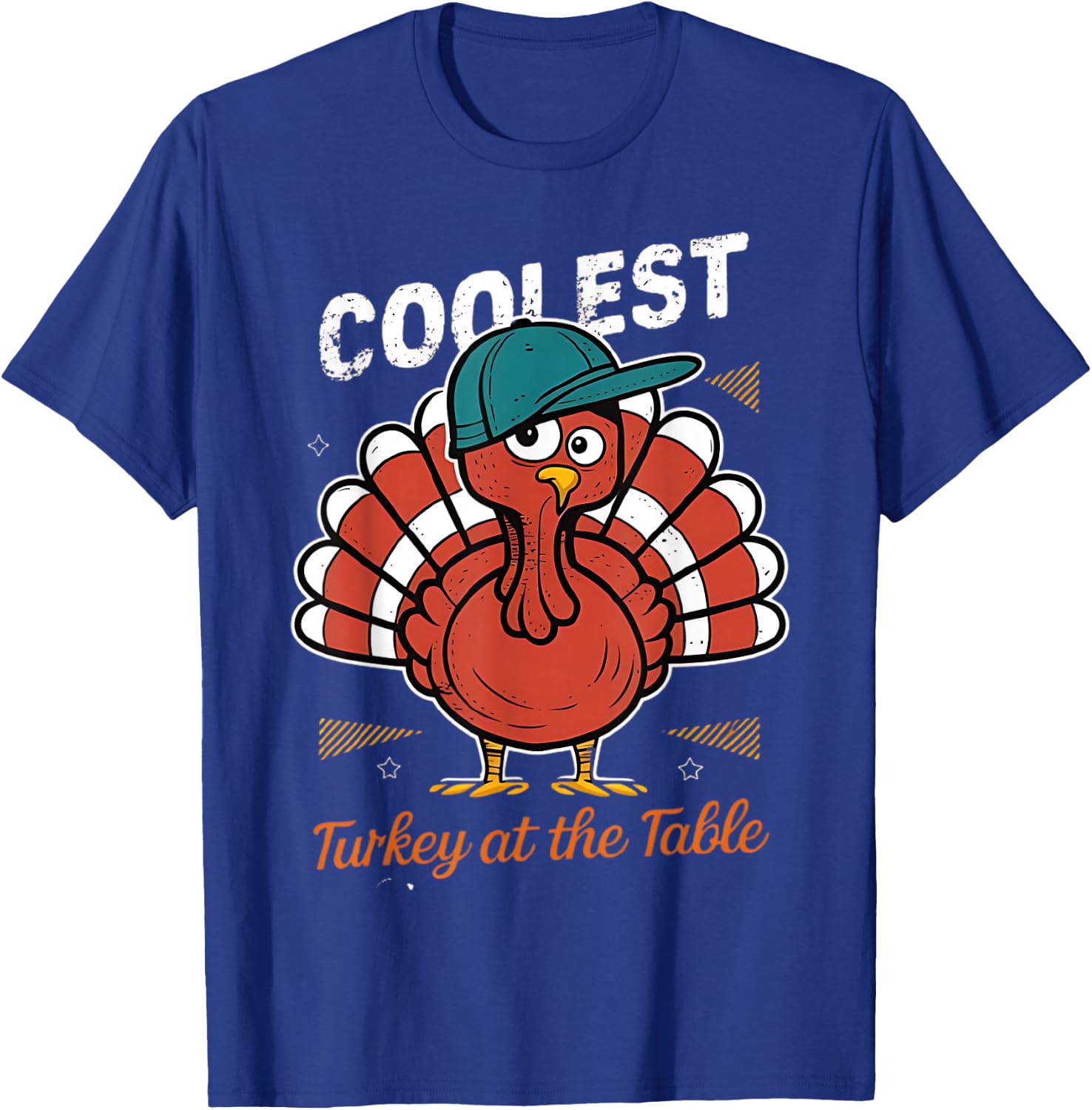 Thanksgiving Coolest Turkey At Table Boys Kids Toddler Youth T-Shirt - T-Shirt | Royal