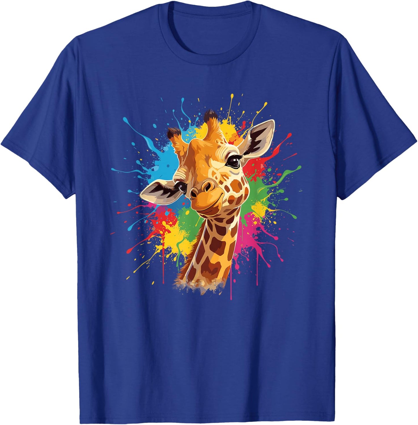 Cute Colorful Giraffe Rainbow Splash Safari Animal T-Shirt - T-Shirt | Royal