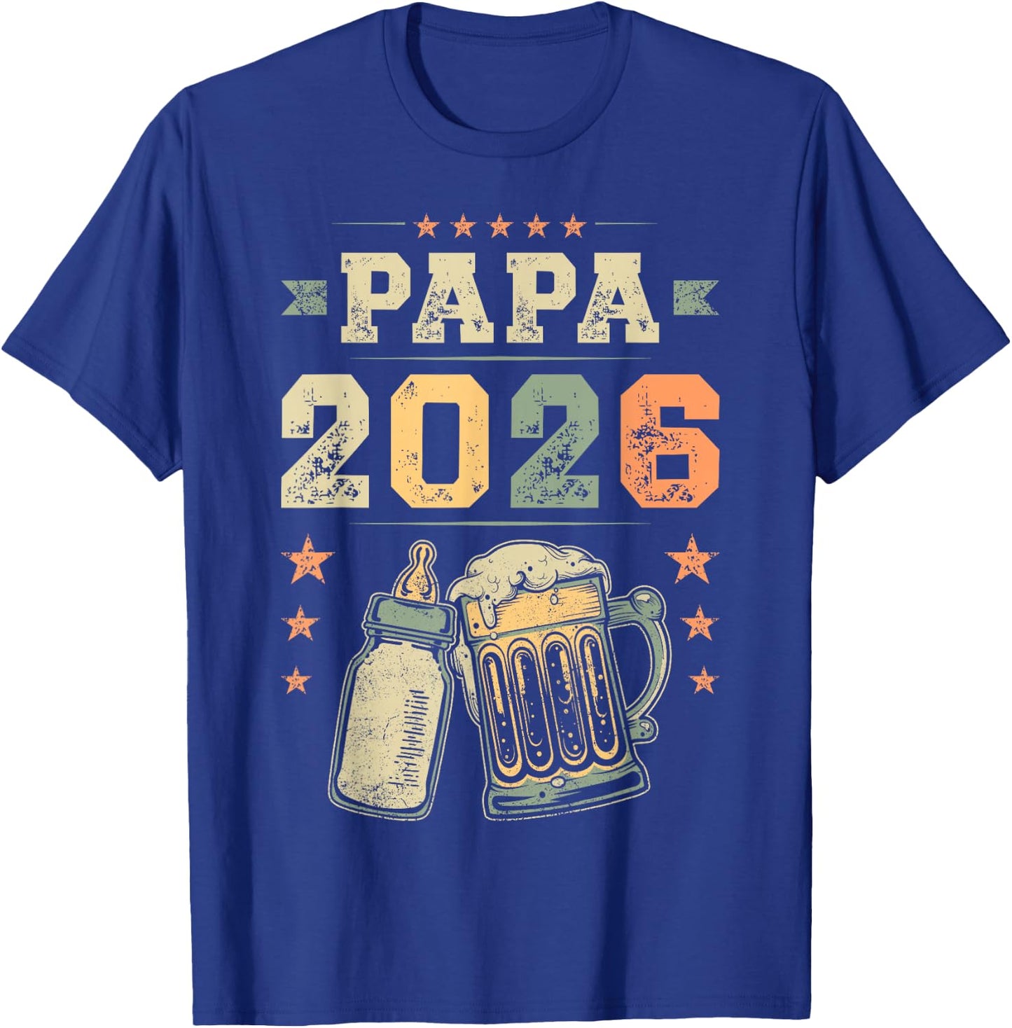 Papa 2026, Frischgebackener Vater, Erster Vatertag T-Shirt - T-Shirt | Royal