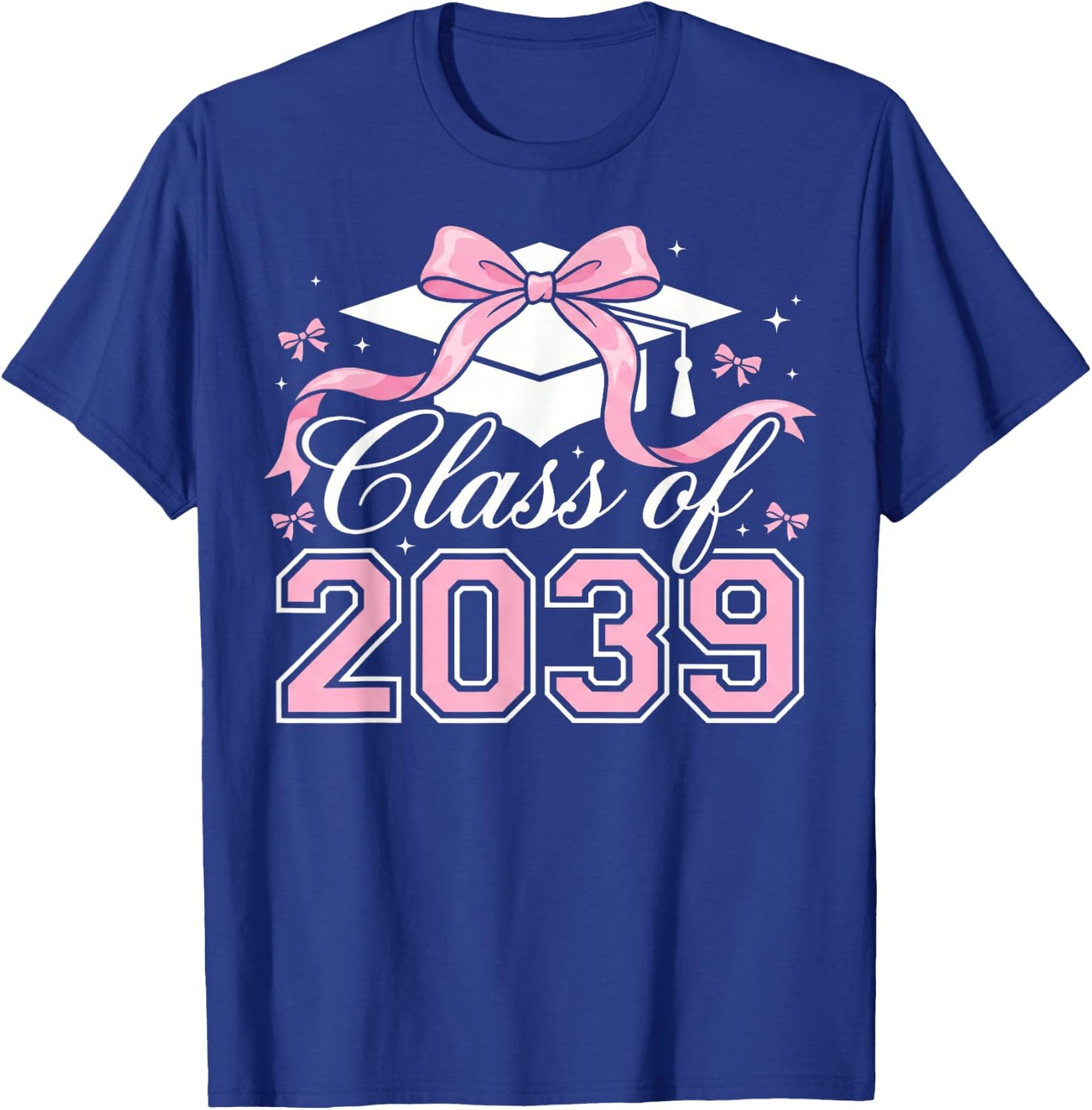 Class of 2039 Grow with Me 2039 Graduation Pink Bow Girls T-Shirt - T-Shirt | Royal