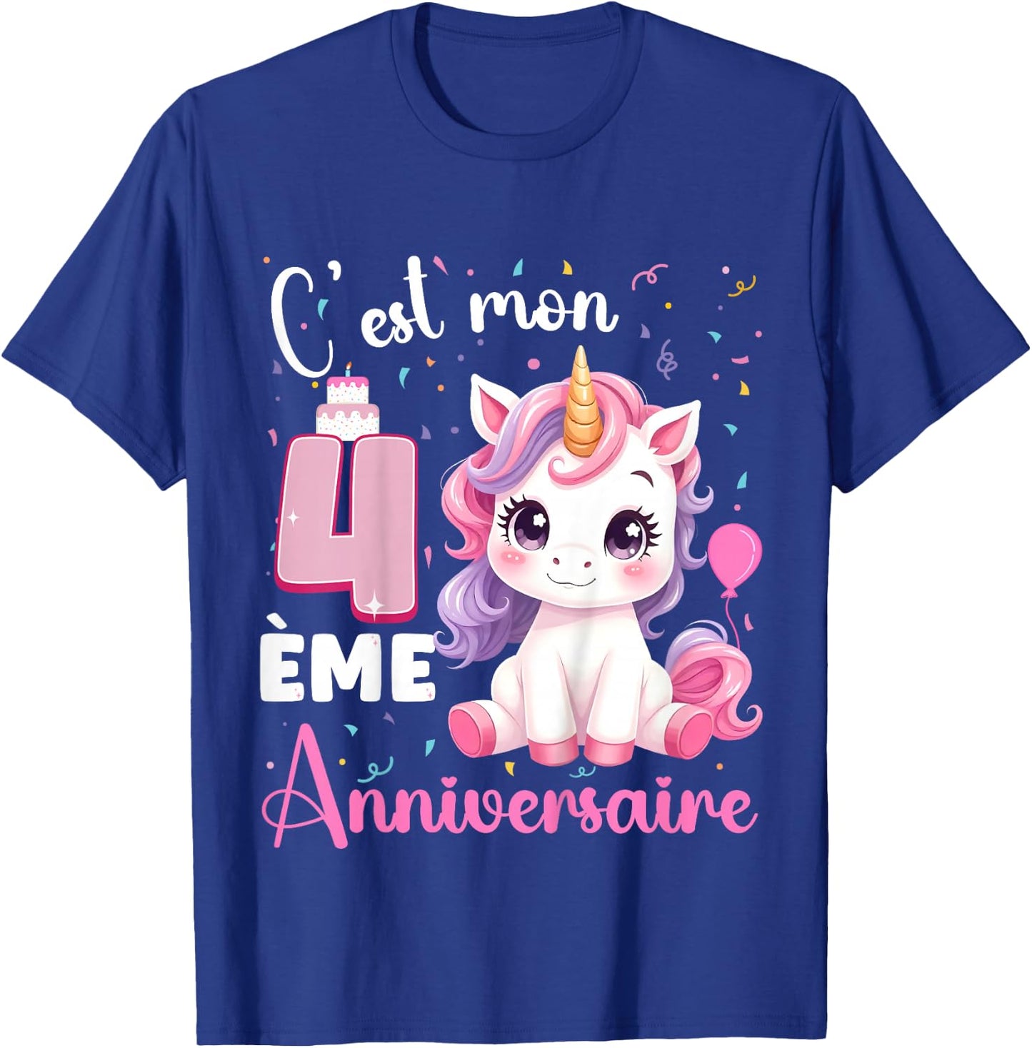 Enfant C'est Mon 4 ème Anniversaire Unicorn Birthday 4 Years , Black, 2 T-Shirt - T-Shirt | Royal