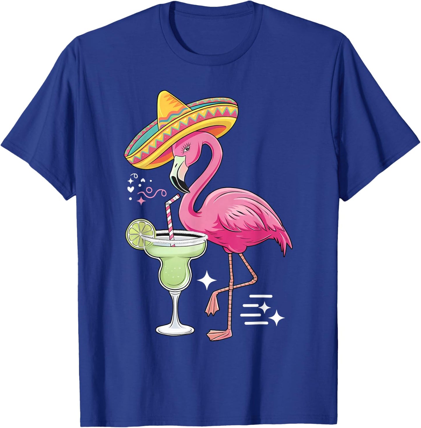 Flamingo Mexican Cinco De Mayo Poncho Drinking Margarita T-Shirt - T-Shirt | Royal