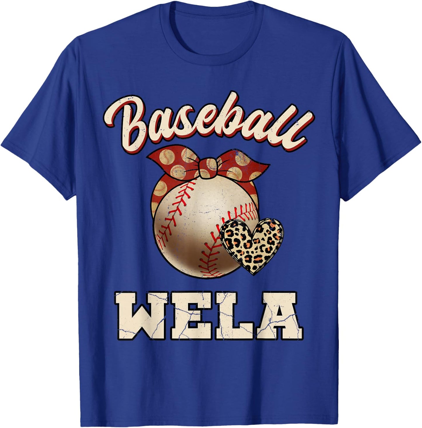 Baseball Wela Bandana Leopard Heart Fans Mother's Day T-Shirt - T-Shirt | Royal