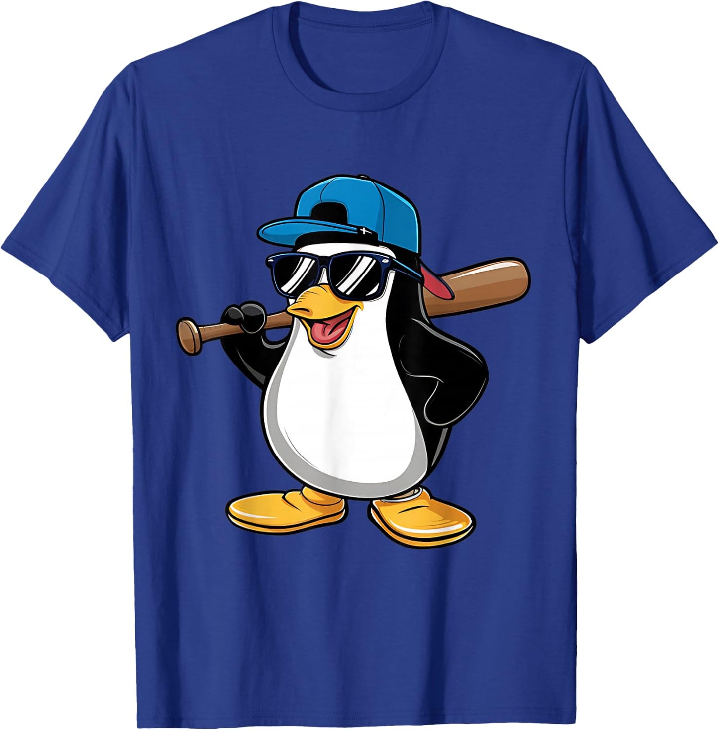 Penguin Baseball Panda Playing Baseball Penguin T-Shirt - T-Shirt | Royal